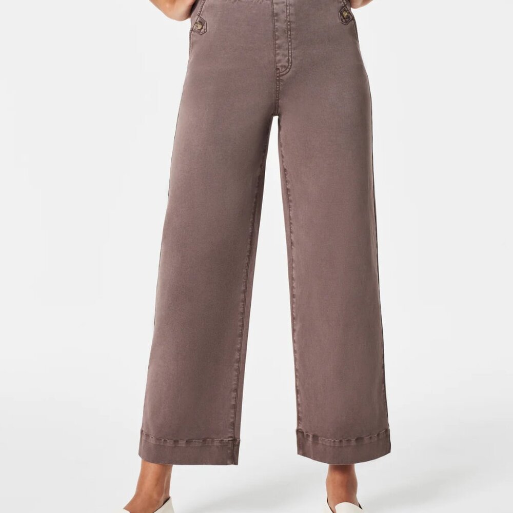 SPANX Stretch Twill Pull-On Cropped Wide Leg Pant